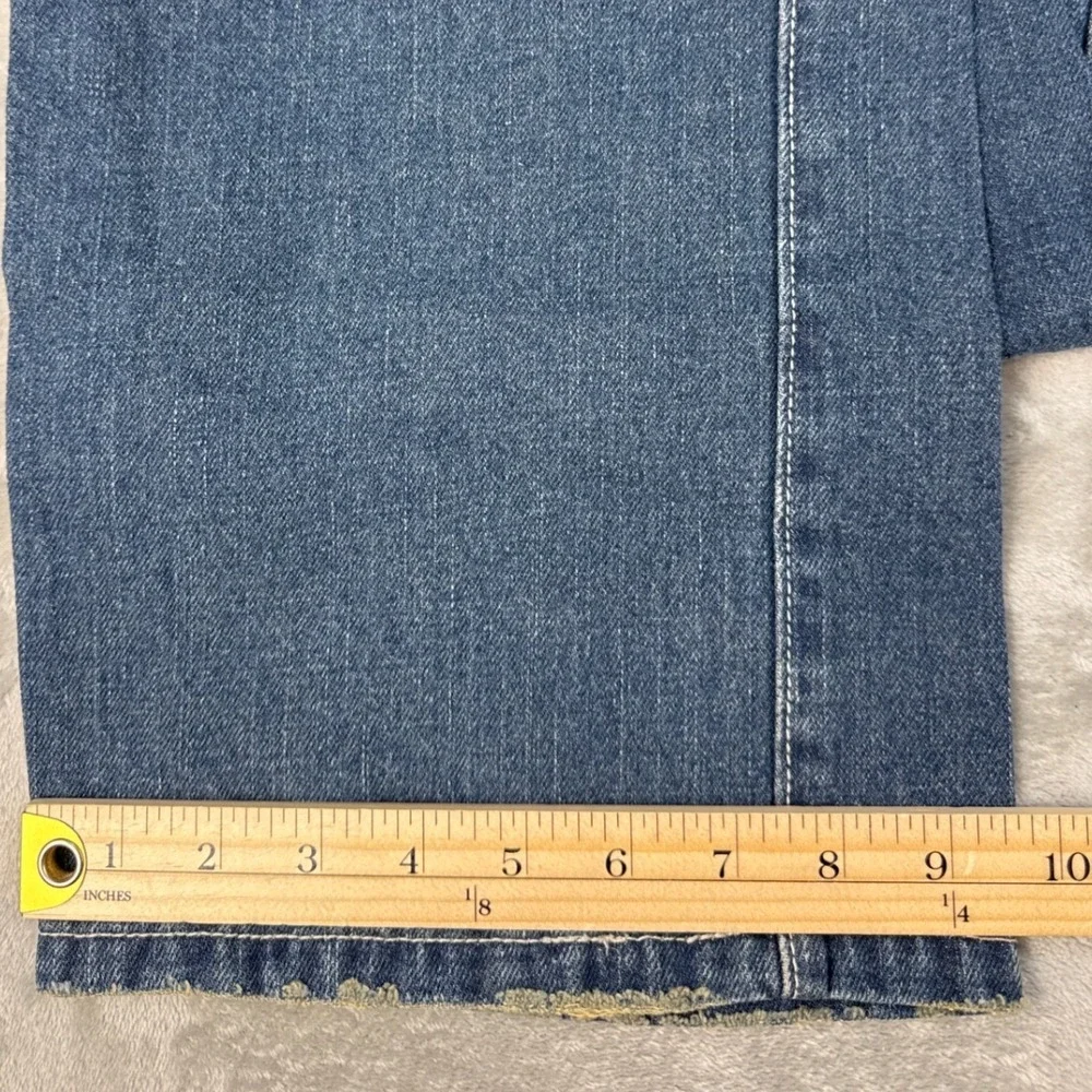 Guess Jeans Mens 33 Blue Medium Wash Straight Leg Distressed Denim X721L057
